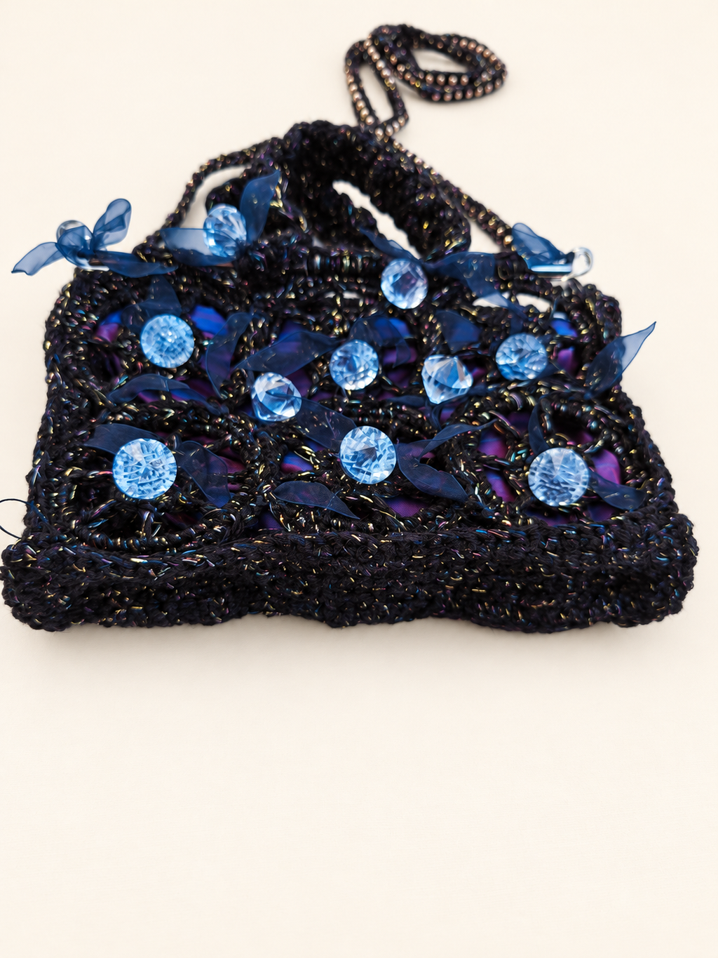 Night Prism — Crochet Handbag with Crystals