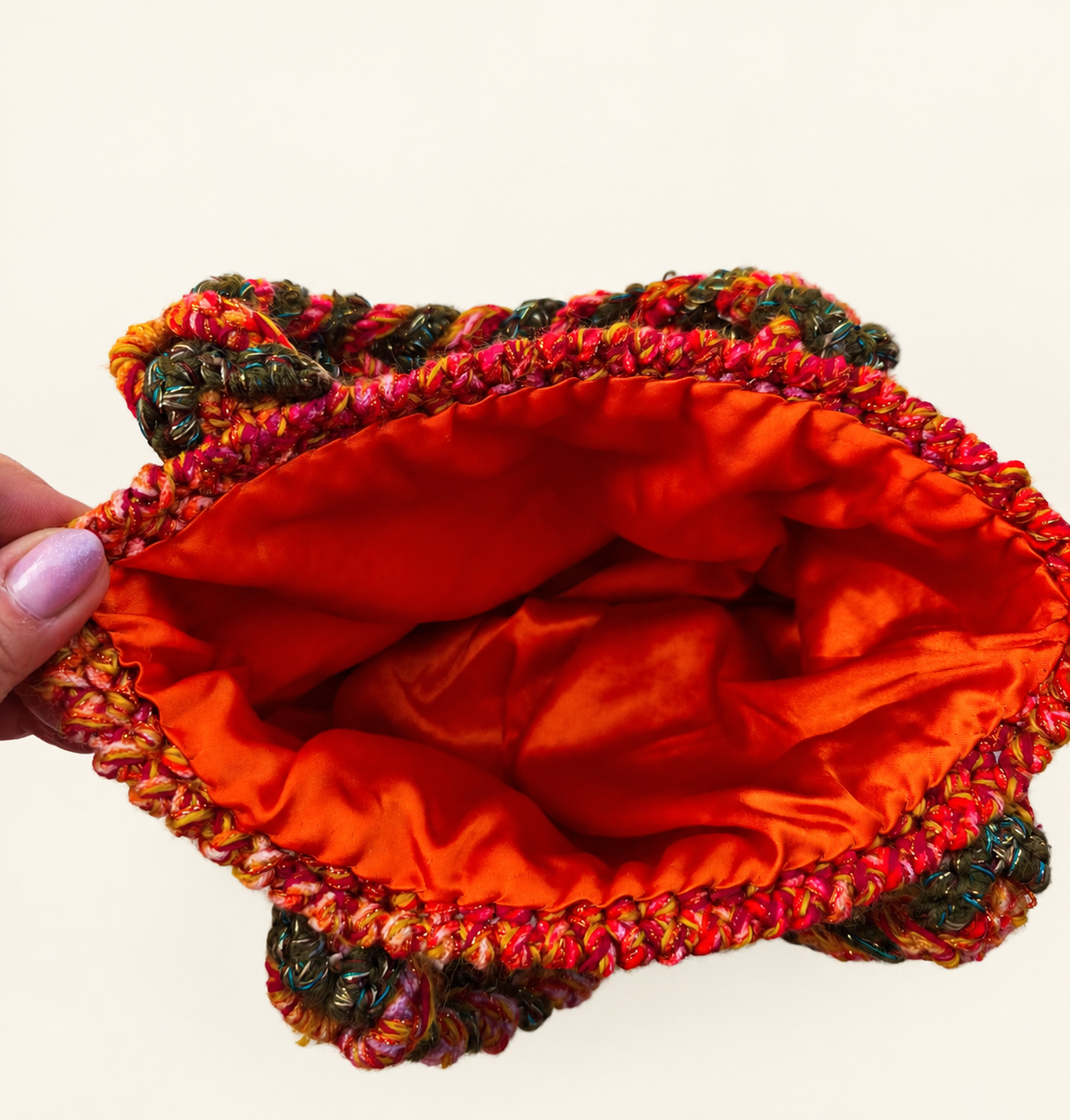 Torebka textile art – biżuteryjna mozaika kolorów