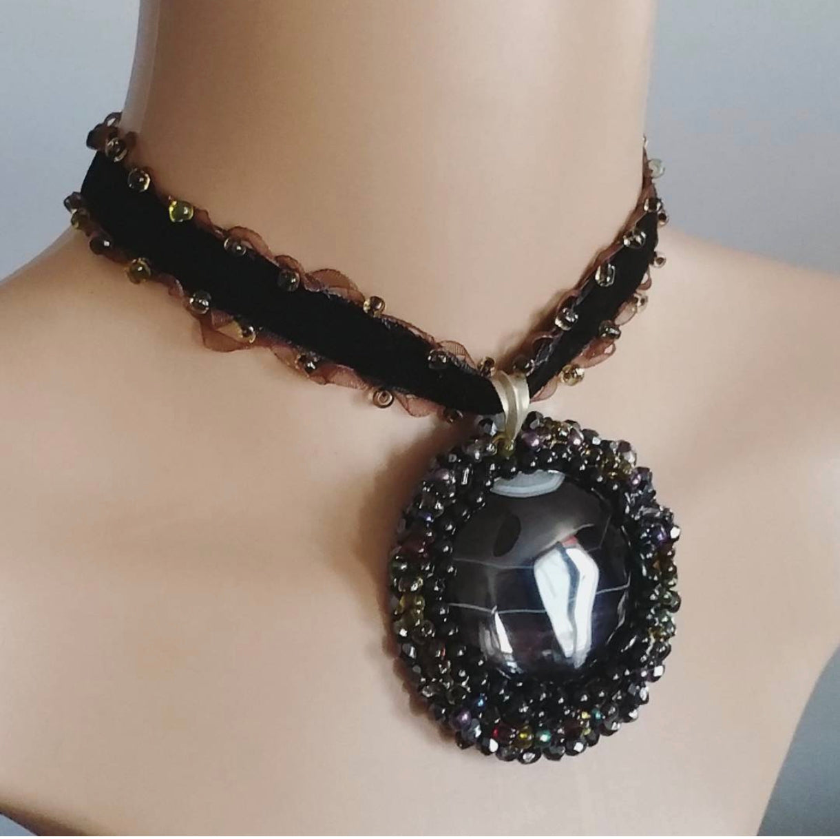 Black beaded choker
