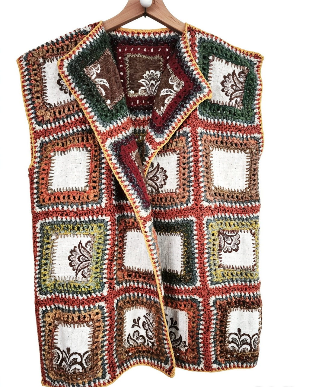 KIMONARO – lniany patchwork unisex w kolorach ziemi