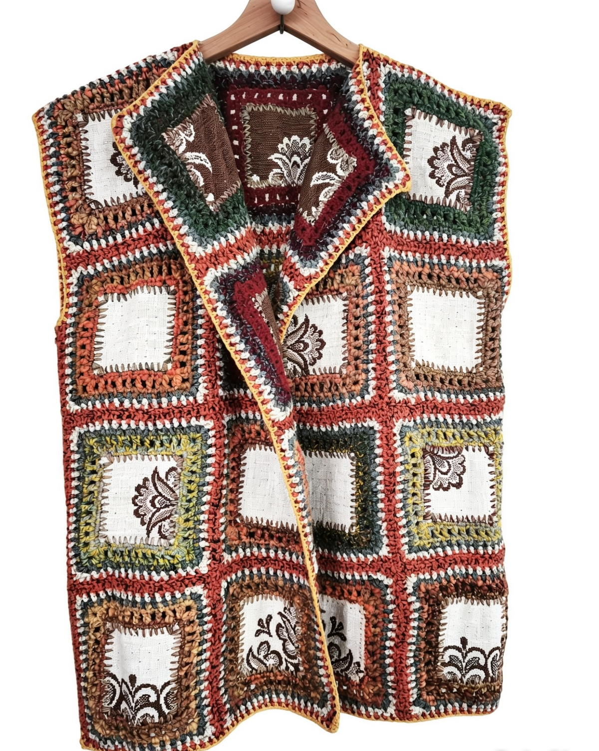 KIMONARO – lniany patchwork unisex w kolorach ziemi