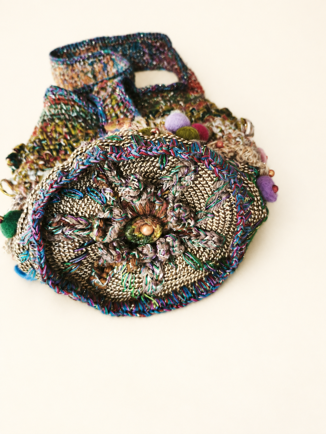 Forest Story — Boho Handbag with Felt and Wood