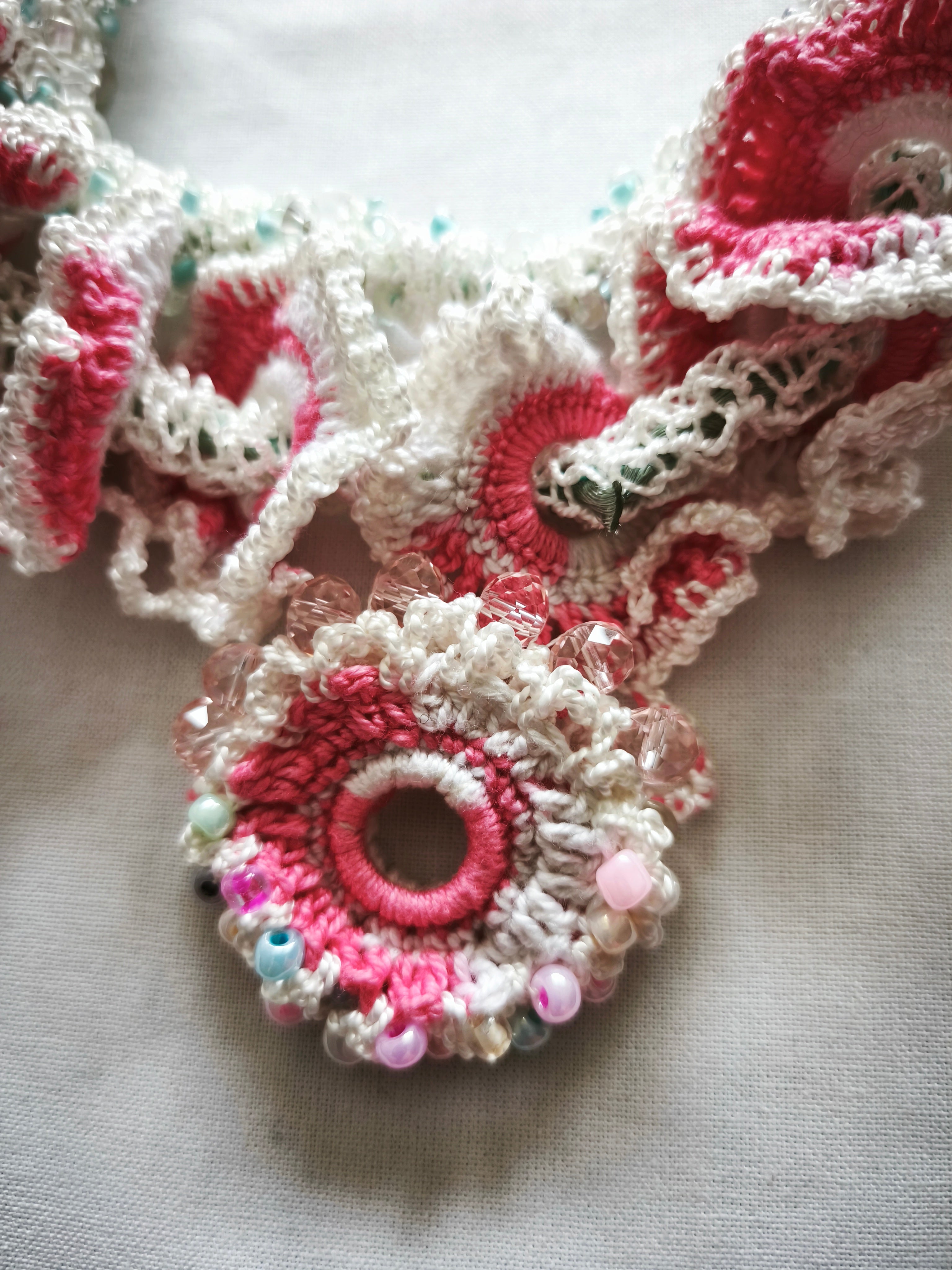 Pink, white, and celadon