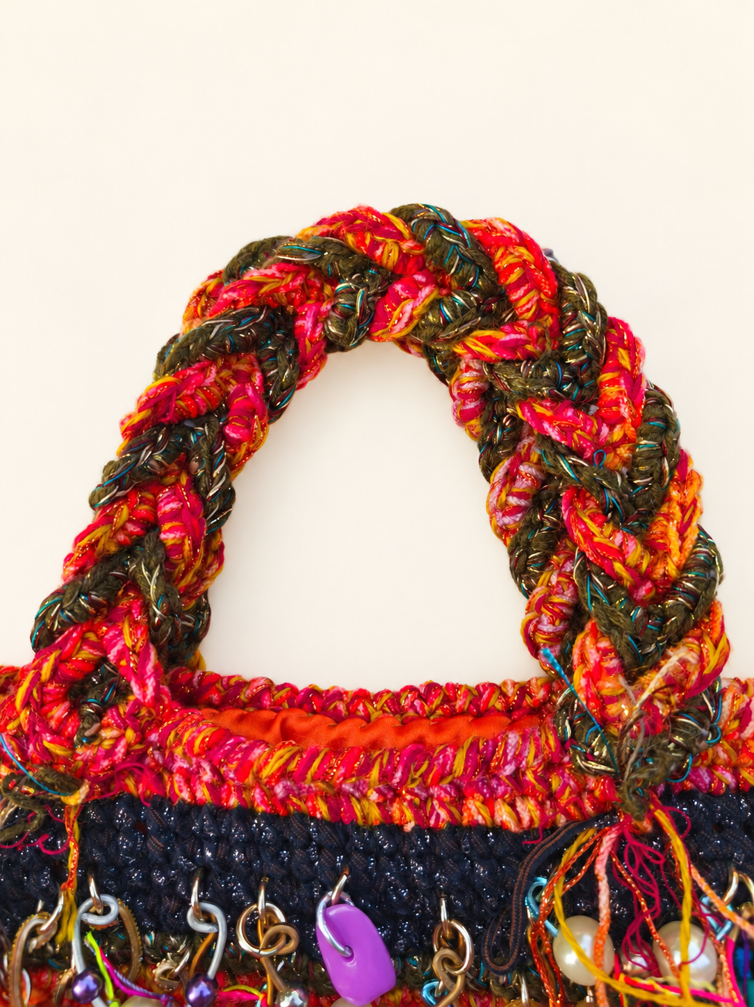 Torebka textile art – biżuteryjna mozaika kolorów