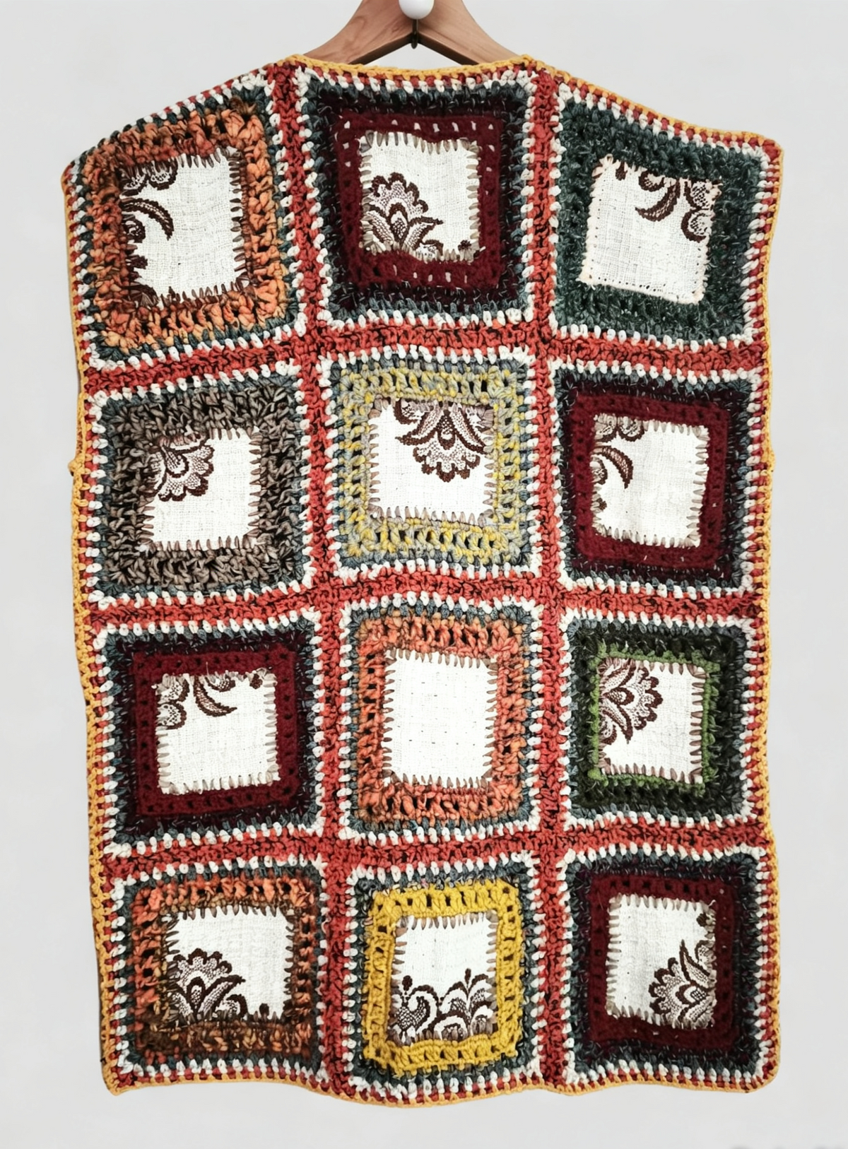 KIMONARO – lniany patchwork unisex w kolorach ziemi