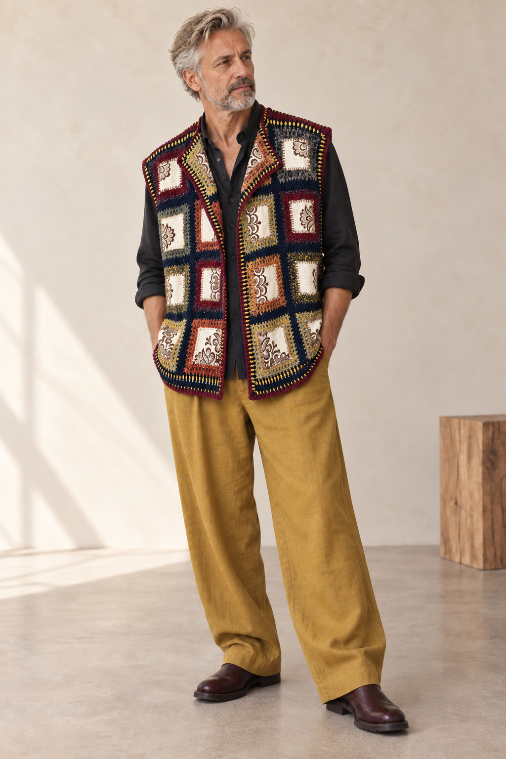 KIMONARO – Unisex Patchwork in Navy, Burgundy & Ochre