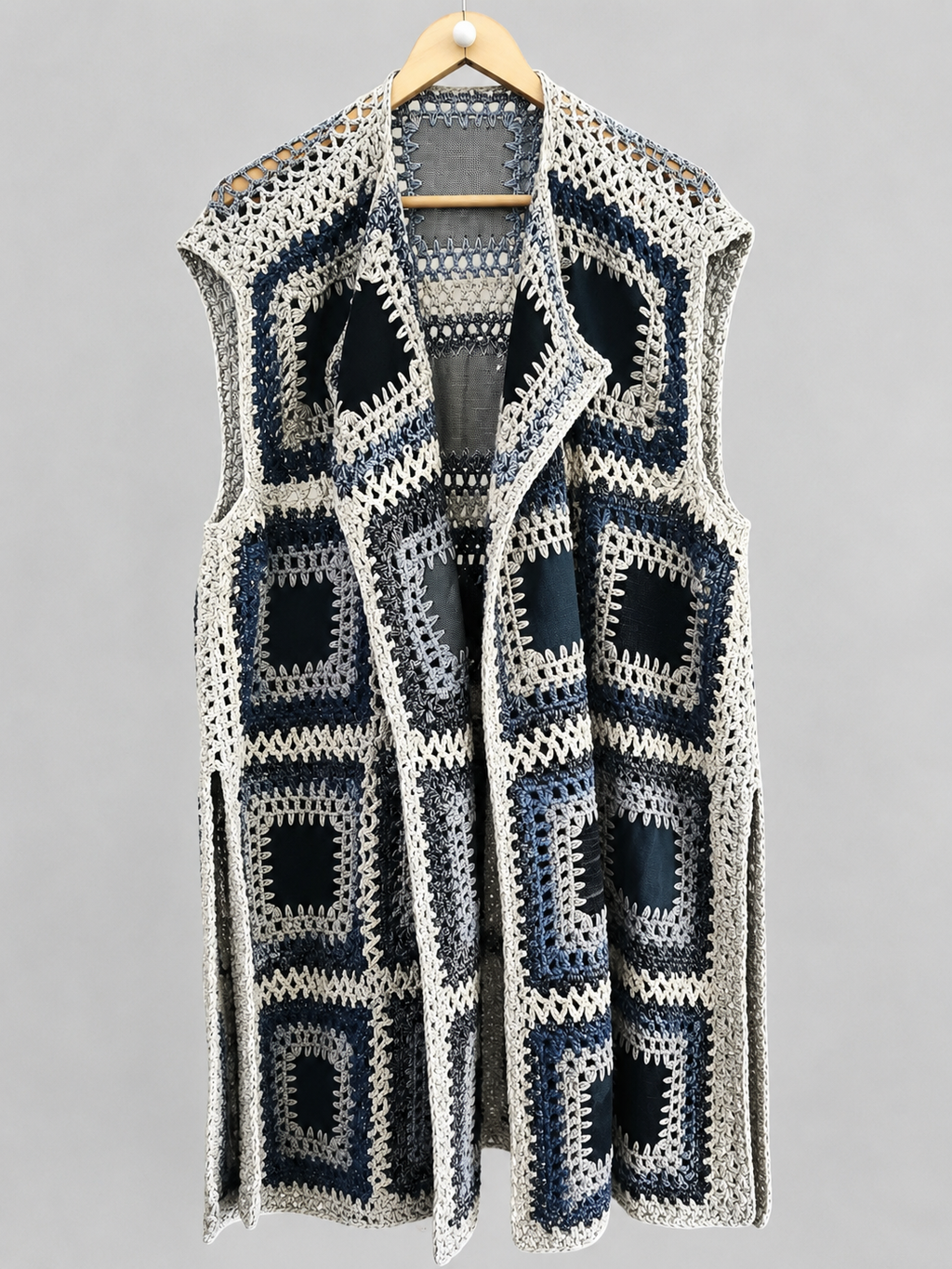 Długie KIMONARO – unisex art wear w odcieniach denimu