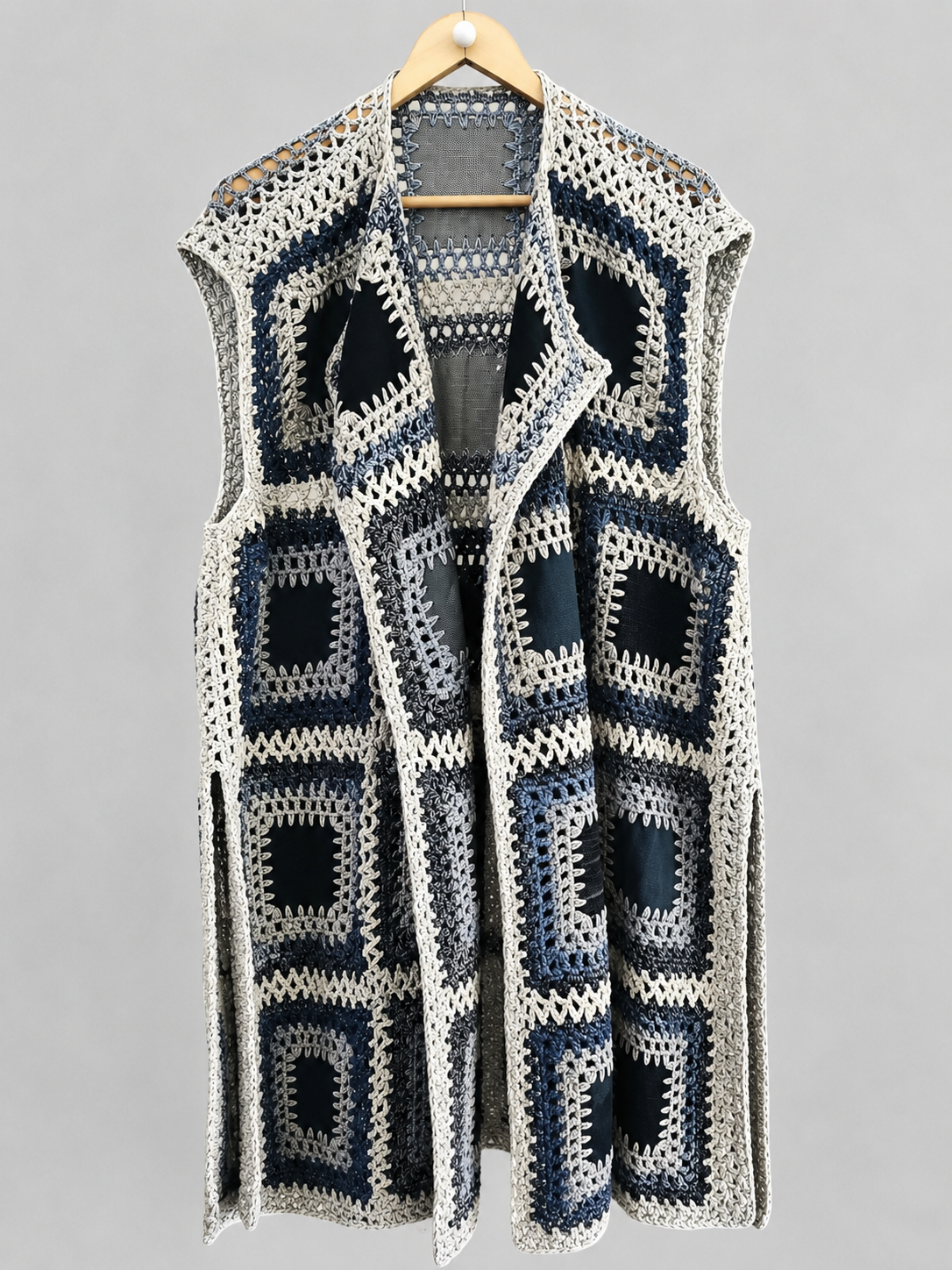 Długie KIMONARO – unisex art wear w odcieniach denimu