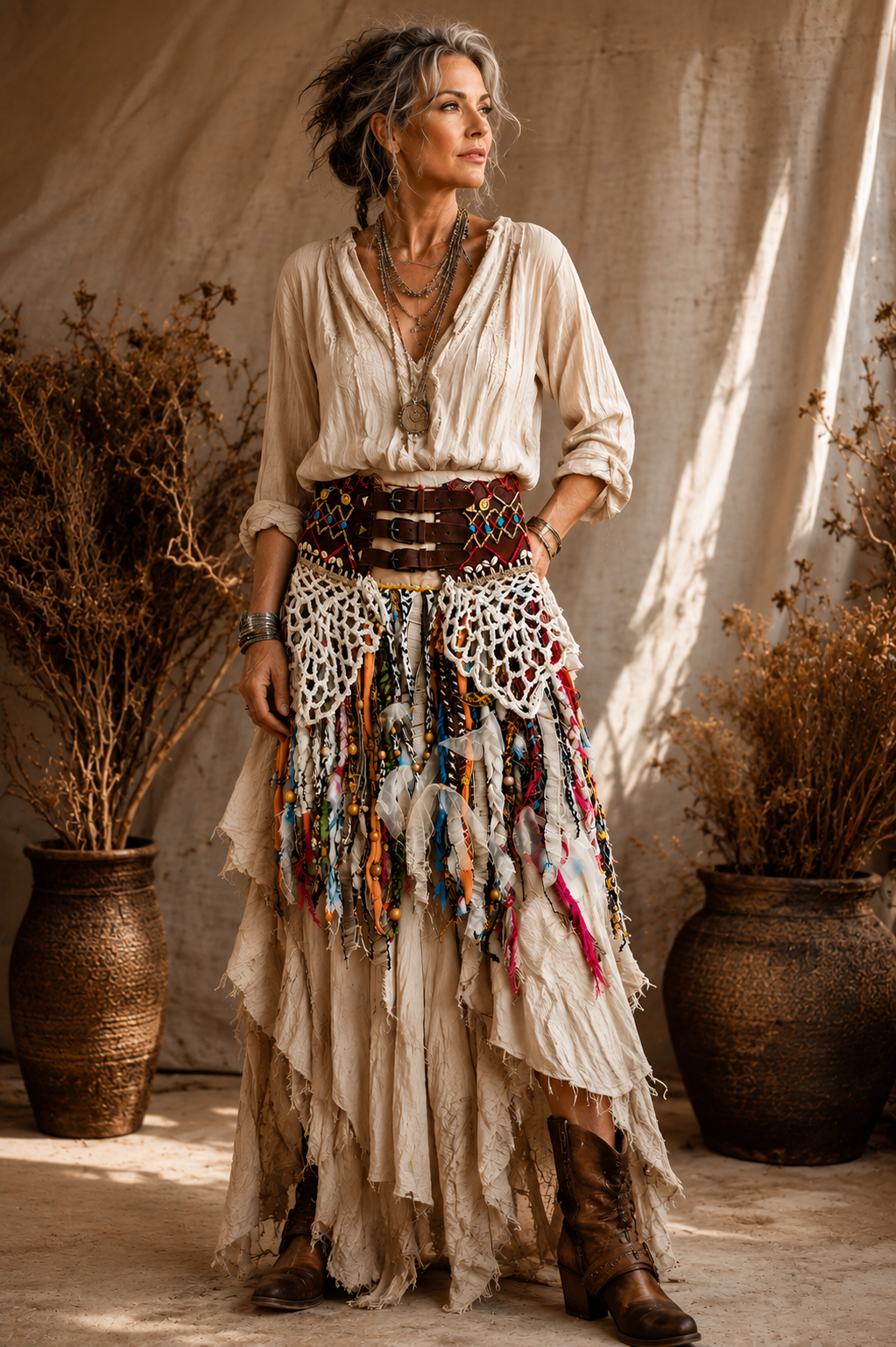 Nomad Spirit - artystyczny pas boho handmade