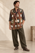 KIMONARO – lniany patchwork unisex w kolorach ziemi