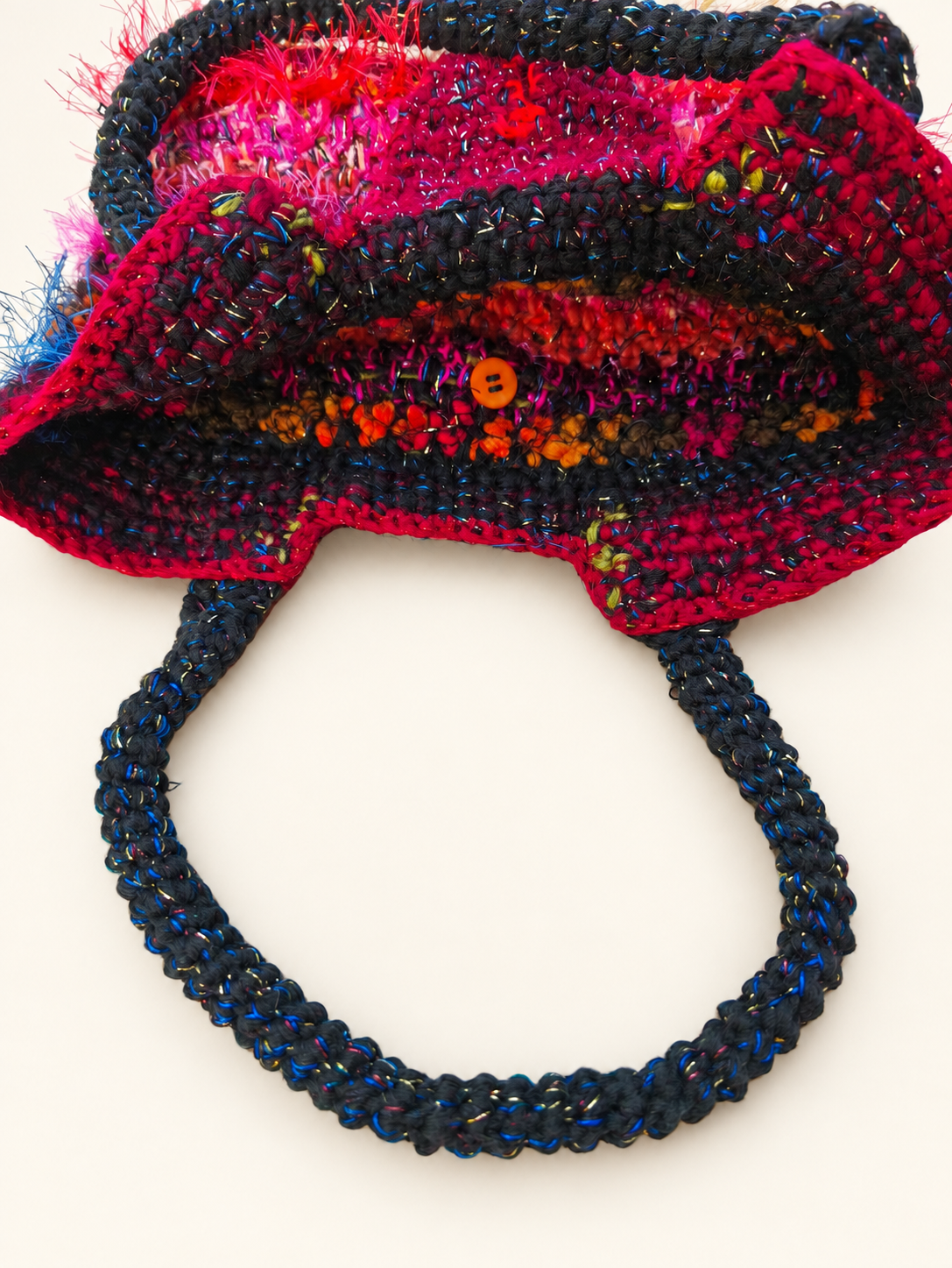 Fiery Talisman — Fringed Crochet Art Handbag