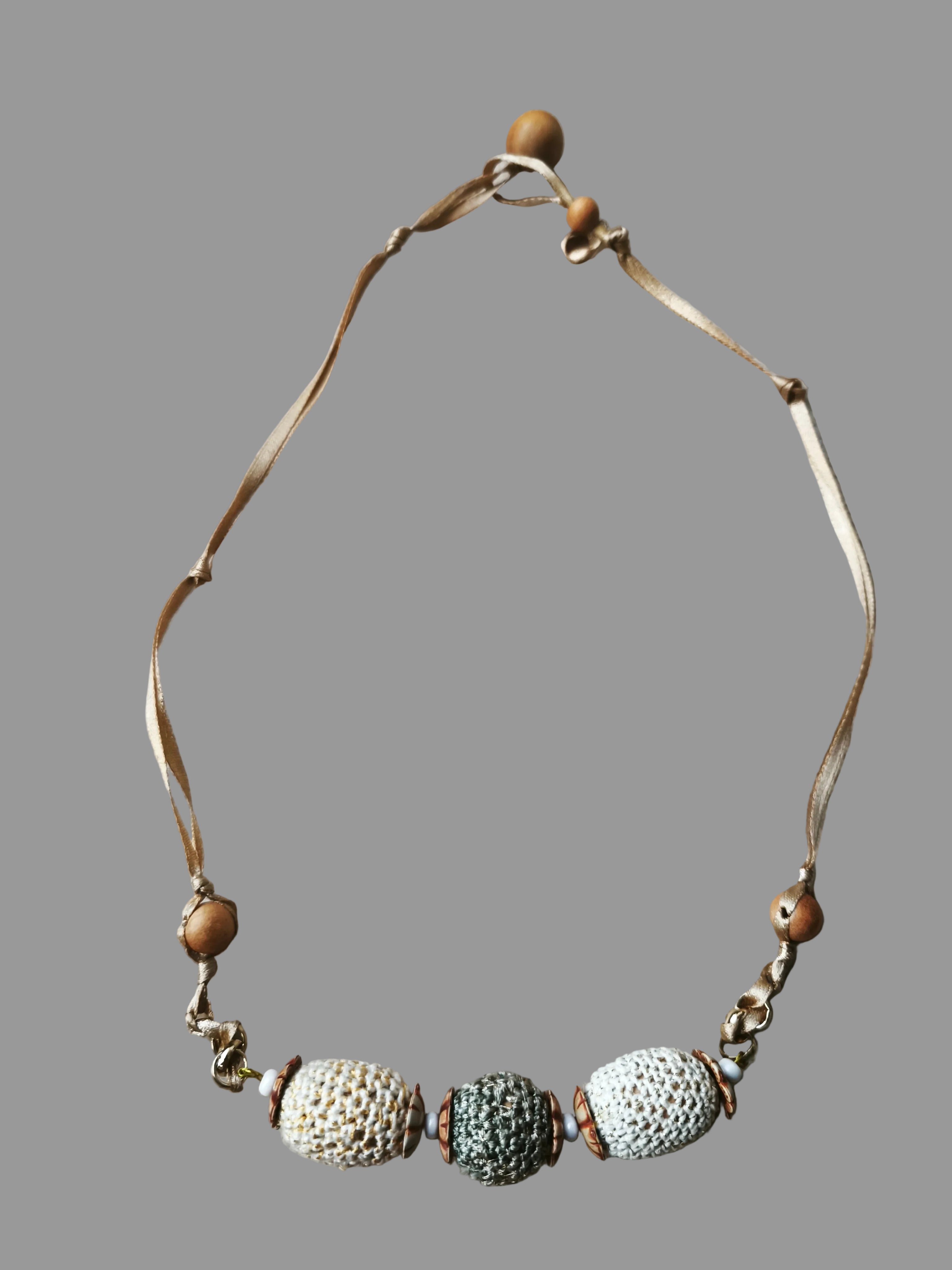 Wooden beads in a setting