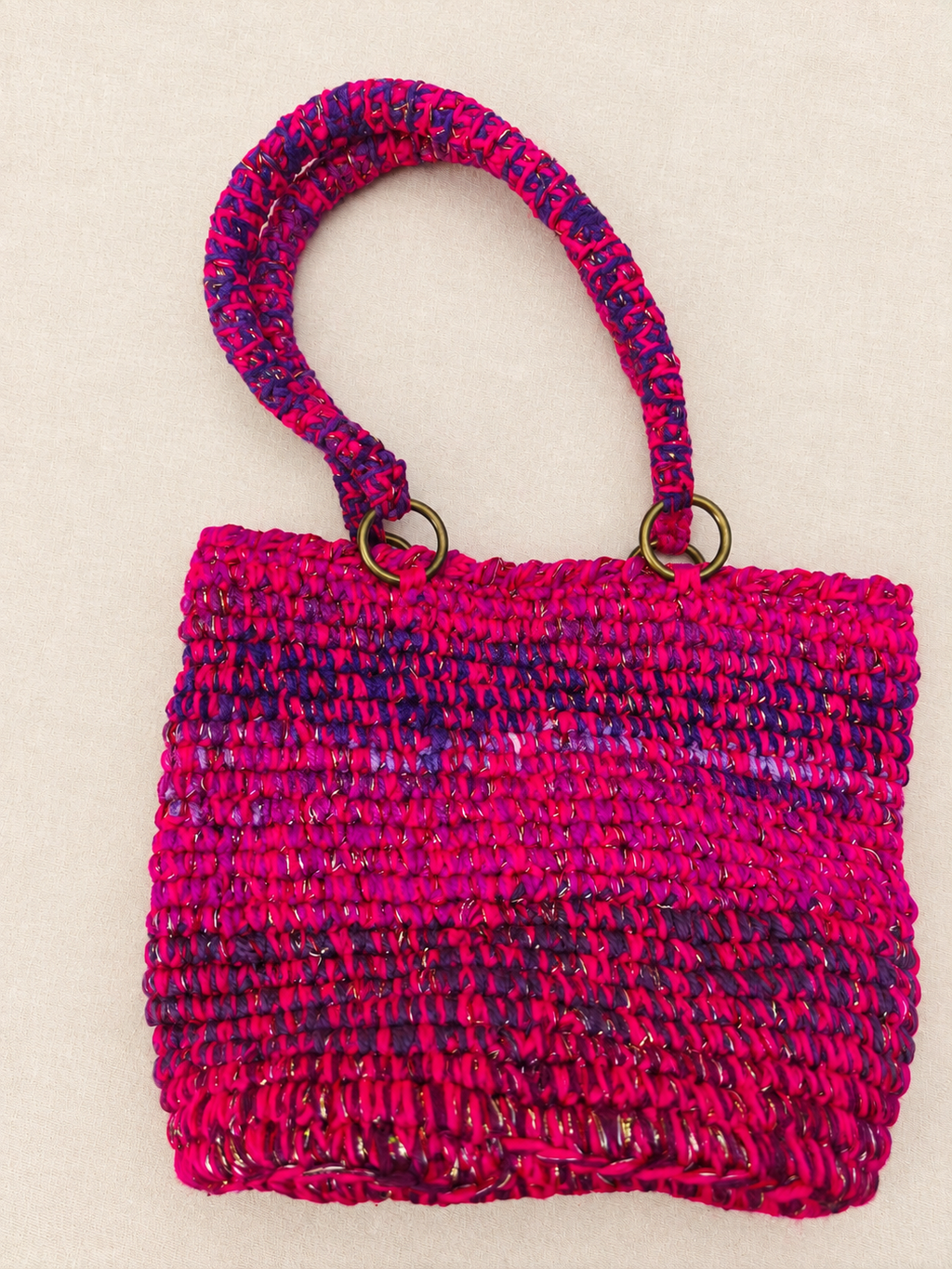 Fuchsia Bee Textile Art Handbag
