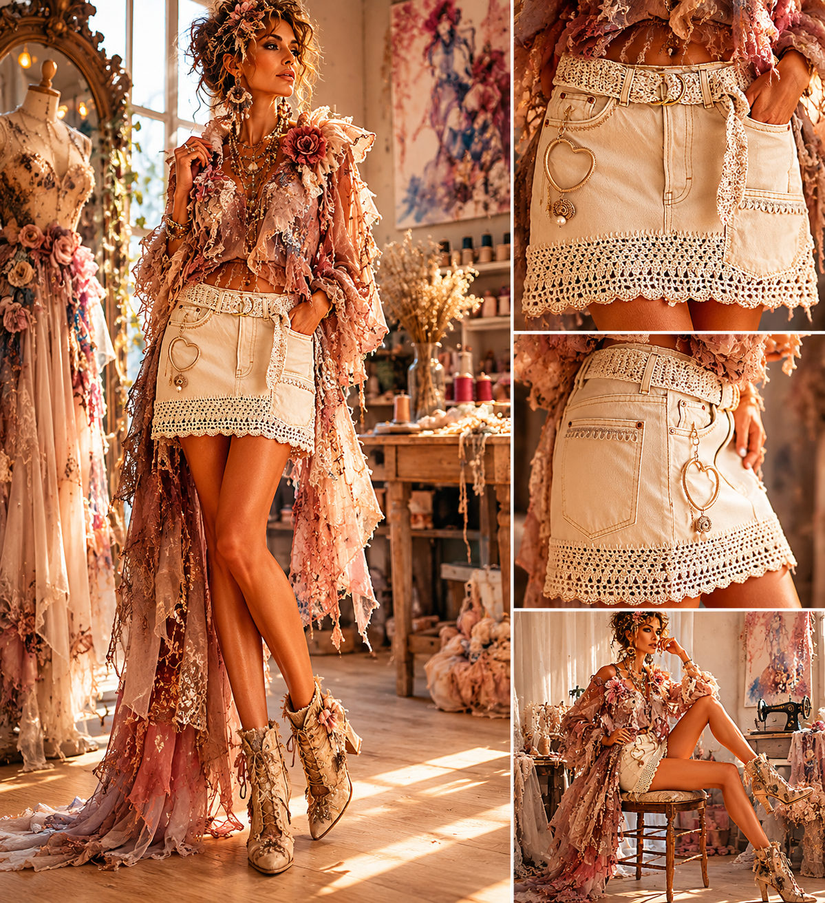 Cream Boho — Artistic Topshop Skirt