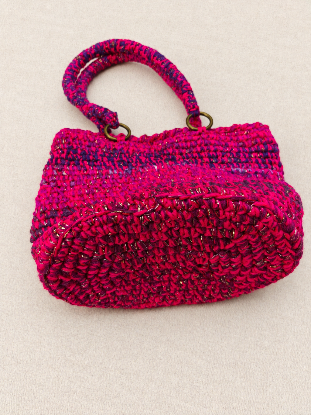 Fuchsia Bee Textile Art Handbag