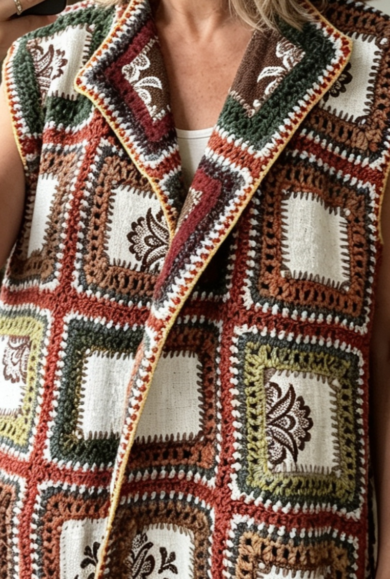KIMONARO – lniany patchwork unisex w kolorach ziemi