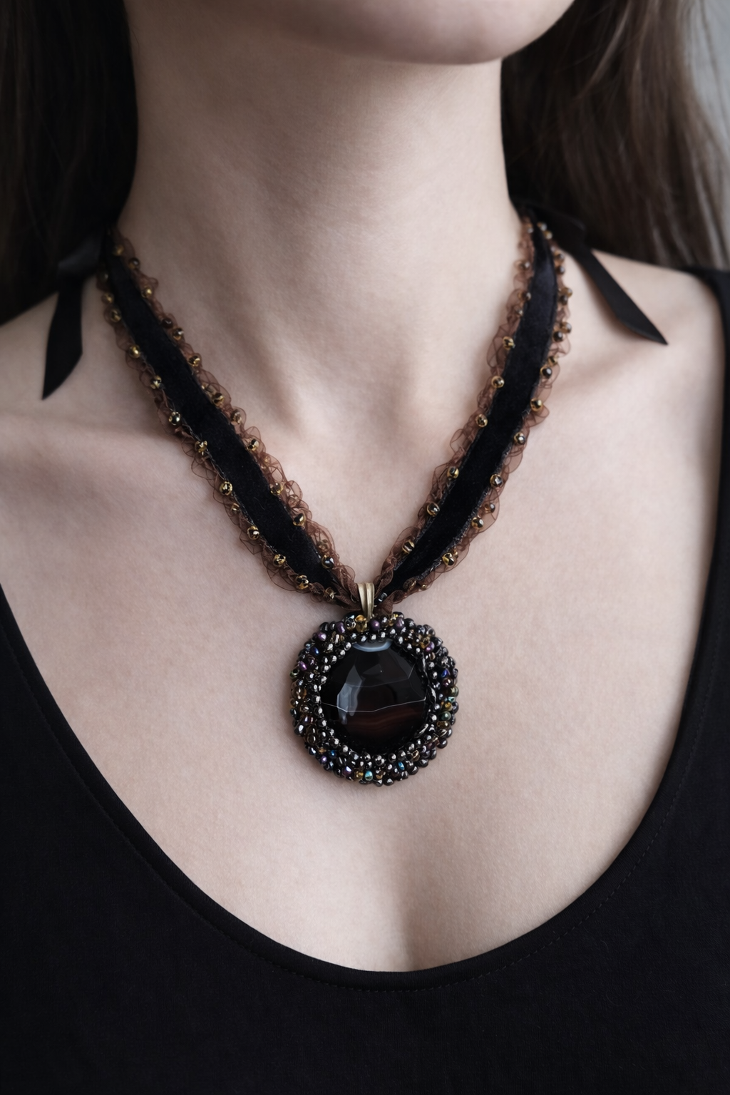 Black beaded choker
