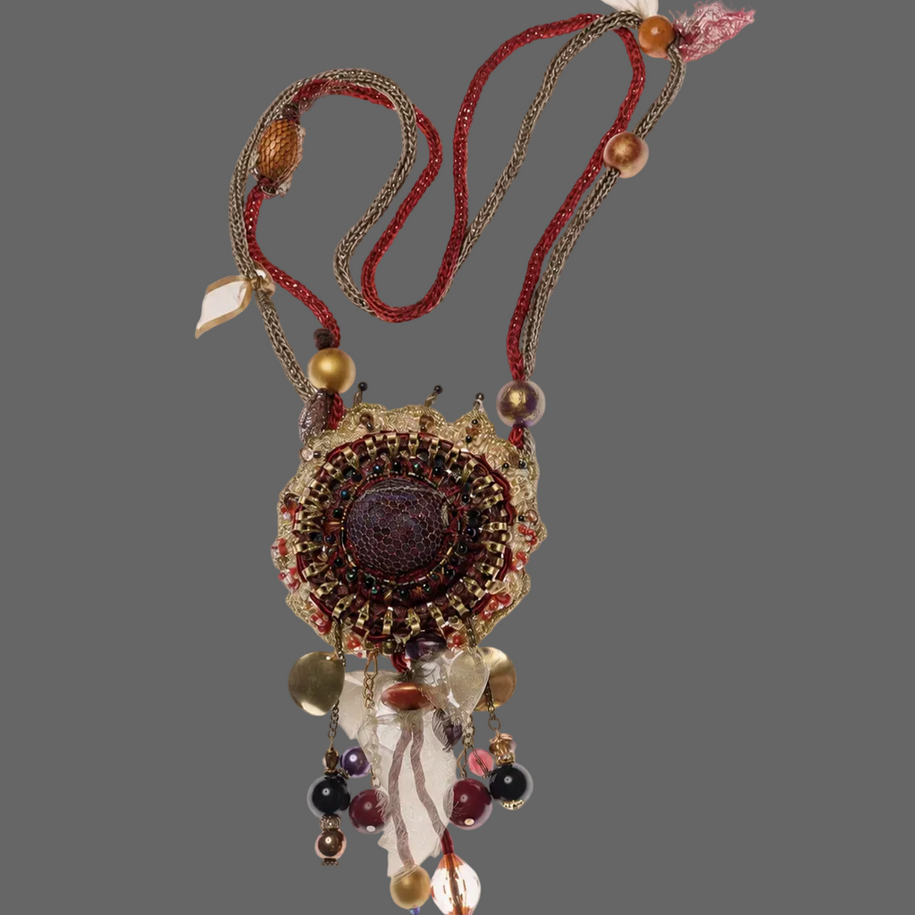 Beige Burgundy Medallion