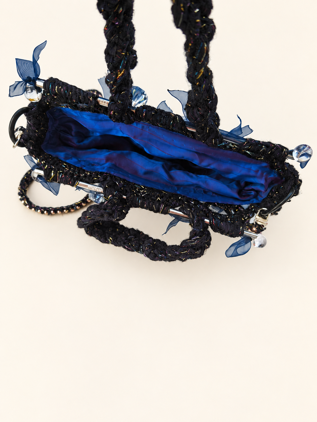 Night Prism — Crochet Handbag with Crystals