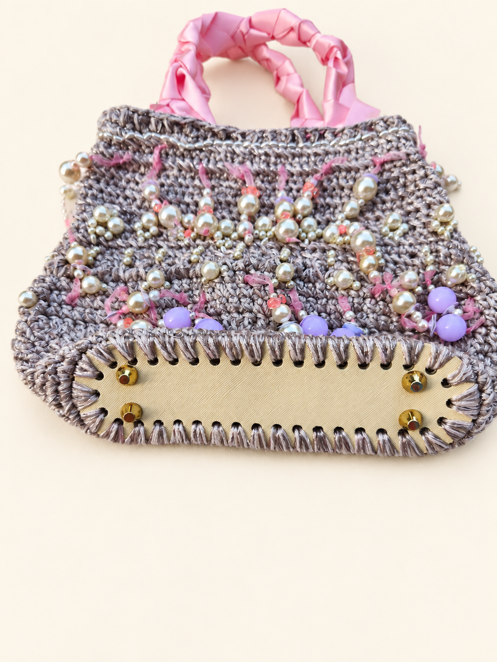 Fuchsia Glow — Textile Art Handbag with Crystals