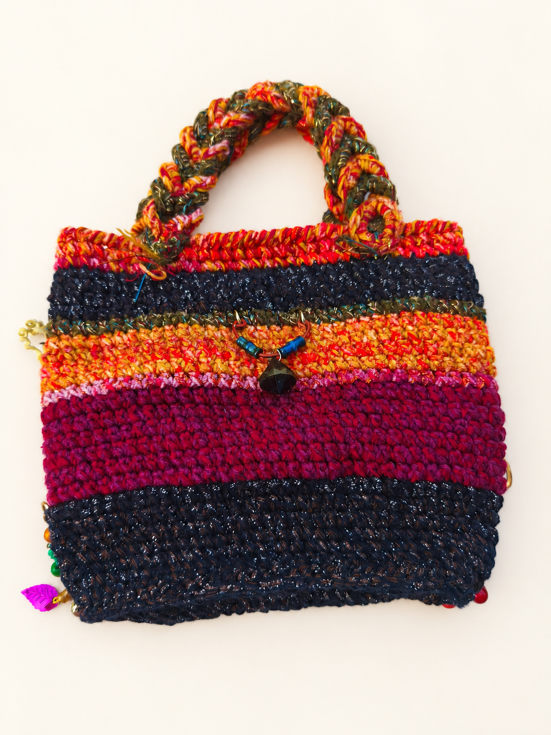 Torebka textile art – biżuteryjna mozaika kolorów