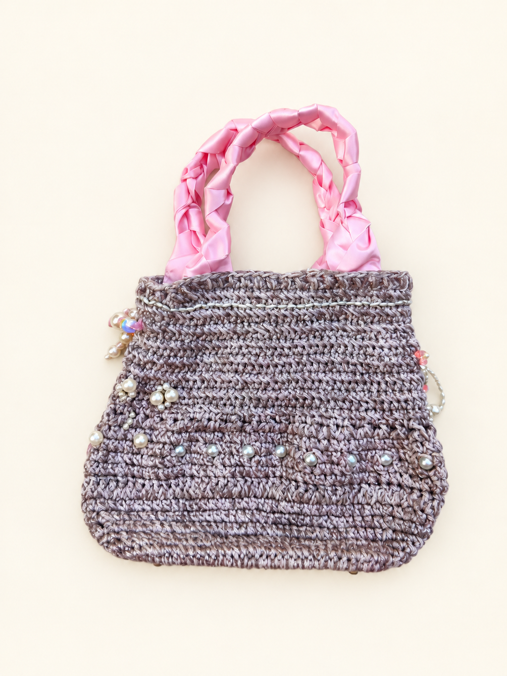 Fuchsia Glow — Textile Art Handbag with Crystals