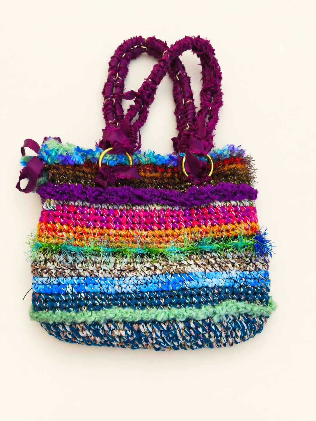 Floral Carnival — Crochet Art Handbag with Appliqués